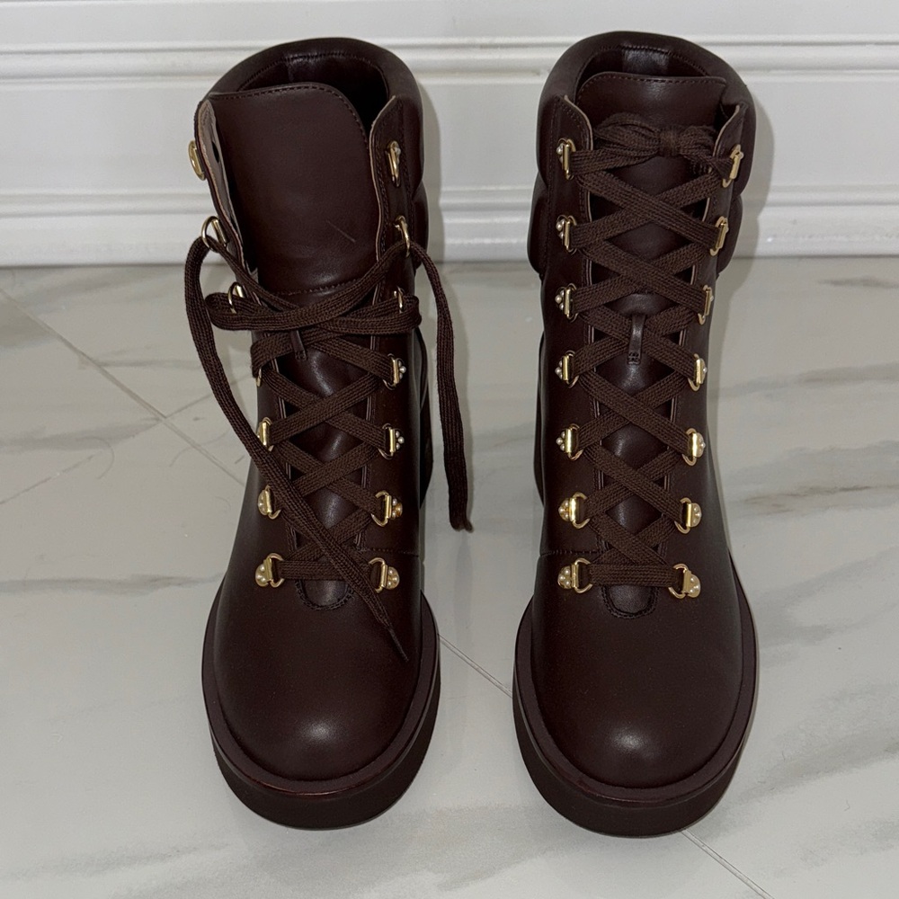 Stuart Weitzman Dark Brown Lace Up Boots